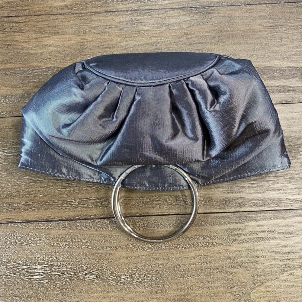 Sasha Gray Satin Evening Bag with Rhinestone Ring Handles | Retro Y2K - Picture 5 of 10